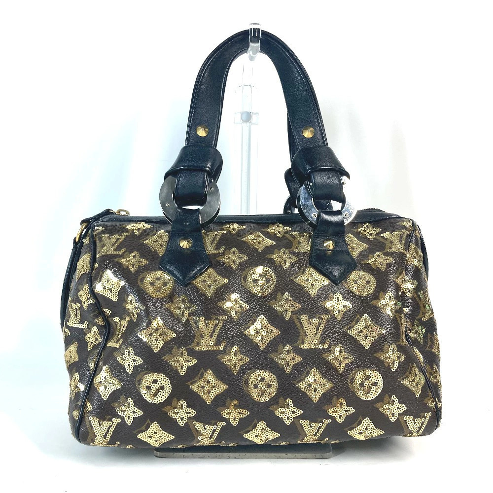 Louis Vuitton Black Speedy Brown Boston Handbag Eclipse Sequin Bag All